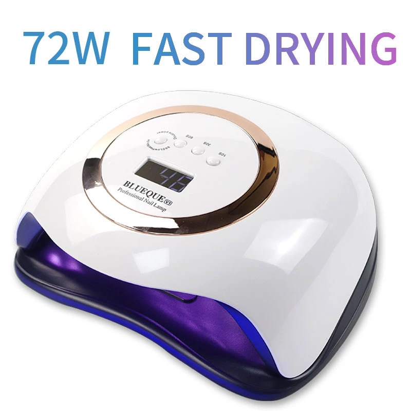 lampu uv nail dryer 72w untuk kuku manikur mesin kuat kuku lampu kuku gel bahasa polandia gel varnish pengeringan uv led lamp