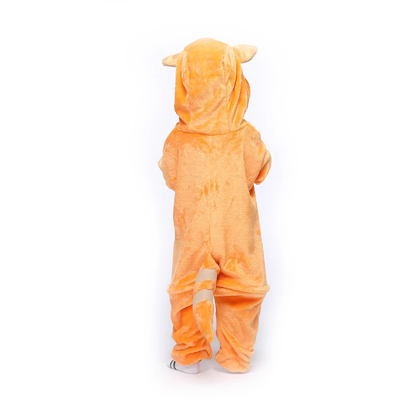 Для детей с изображением животных Оранжевый кот Kigurumis Onesie Пижамный костюм, ночная рубашка с героями мультфильмов зимняя Фланелевая Пижама для девочек и мальчиков Одежда для домашней вечеринки для девочки; на лямках для детей