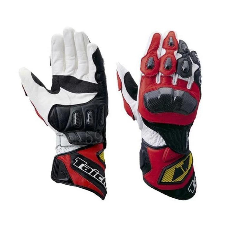 Motorcycle Gloves Sports Gloves Leather Motorcycle Gloves TAICHI motorcycle racing carbon fiber breathable leather gloves off-road motorcycle racing perforated leather protective gloves
