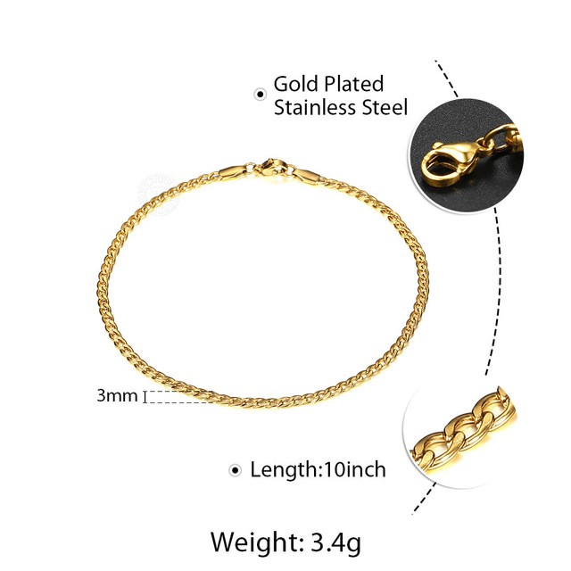 Link Chain Anklet for Women Unisex Stainless Steel Rope Figaro Curb Link Leg Chain Bracelets Summer Jewelry 10inch KAM01B
