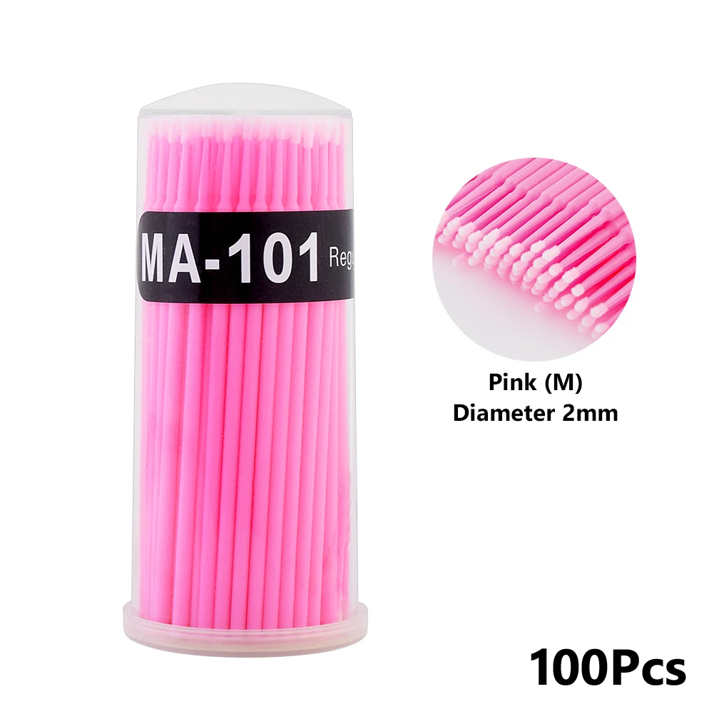Pink Bottle 100 шт./упак. микро щетки одноразовые Microbrush аппликаторы для ресниц для наращивания удалить накладные ресницы из хлопка тампоны - Цвет: Pink Bottle