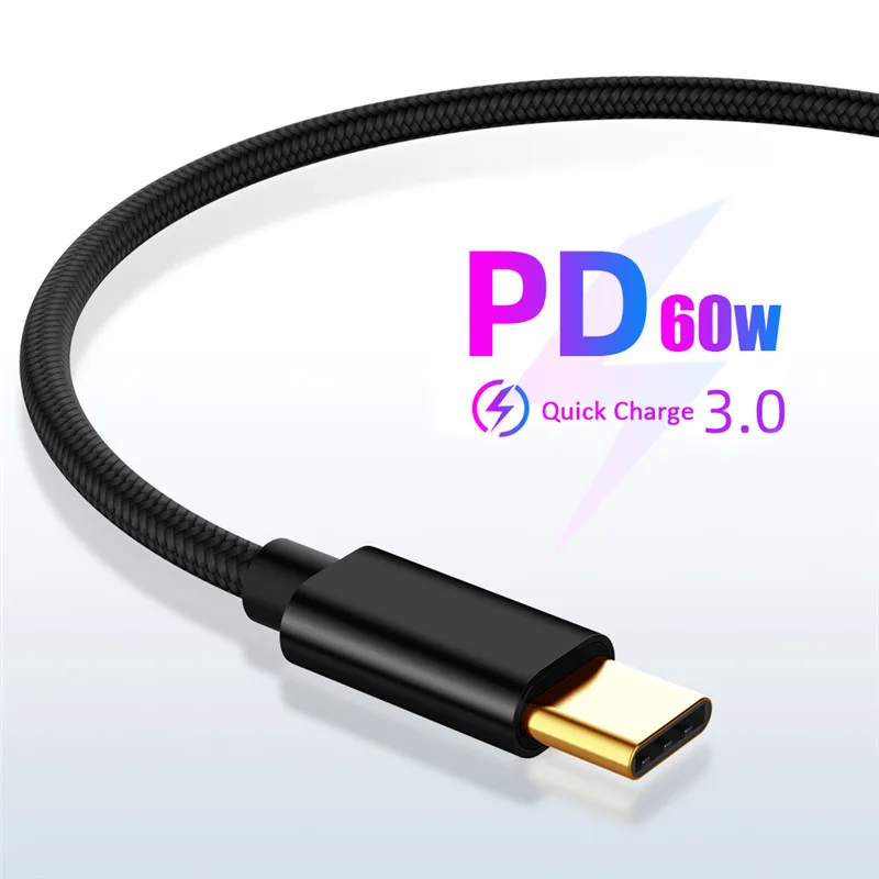 

PD Fast Charging Cable For Huawei Samsung Type-C to Type-C 3A QC3.0 charger for Macbook Xiaomi Android devices USB-C Typec Cable