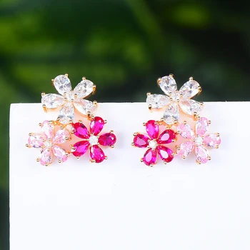 

missvikki Luxury Sweet Flower Romantic Shiny Earring Full Mirco Cubic Zirconia Setting Bridal Wedding Earring Fashion Jewelry