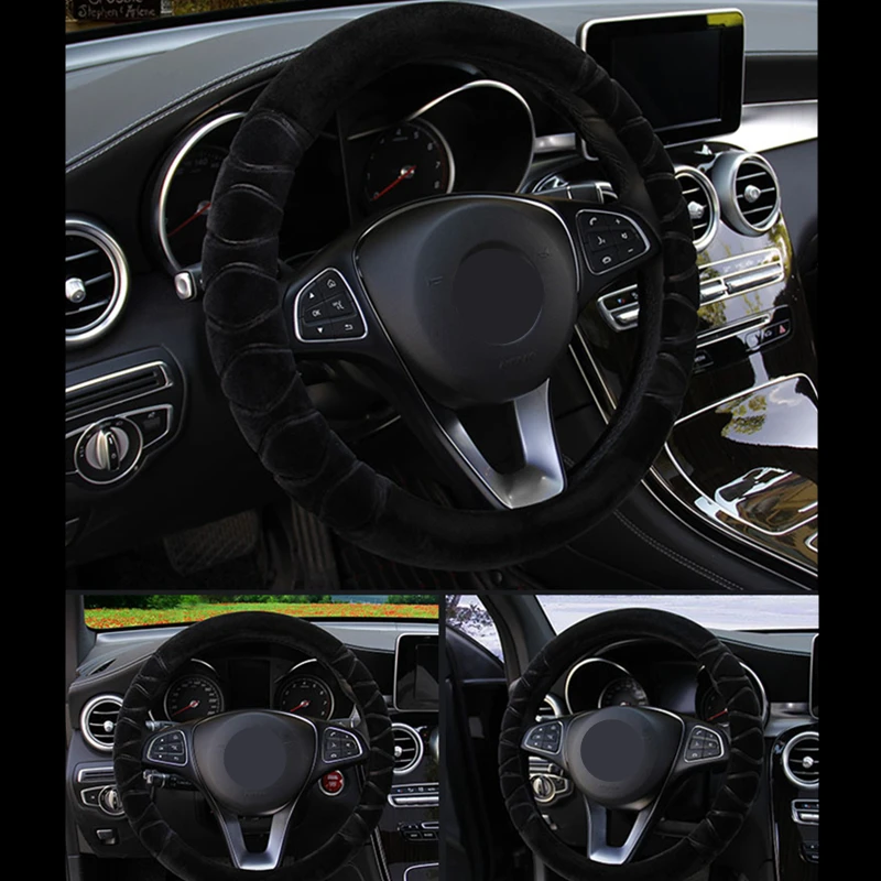 Плюшевый чехол рулевого колеса автомобиля сердце Речевая динамичная мода зимний чехол рулевого колеса автомобиля холодная теплая плюшевая ручка Крышка