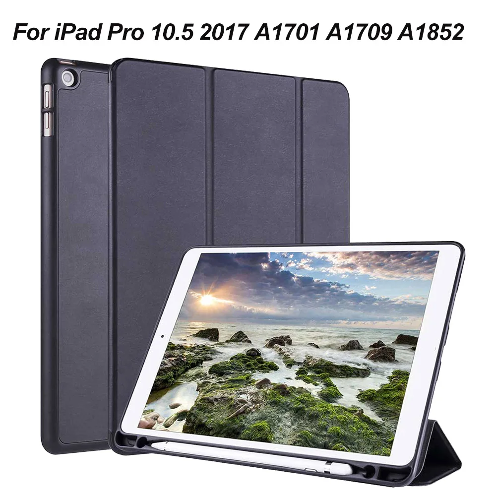 Флип-чехол для iPad Pro Air 10,5 TPU Защитный чехол PU флип-подставка смарт-чехол для iPad 10,2 дюймов 7-го поколения - Цвет: Black pro 10.5