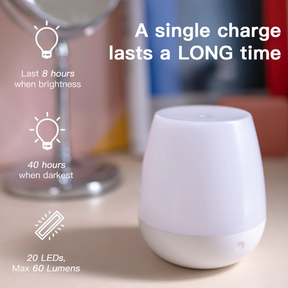 

LED Night Light Mini Light Dimmable Led Portable Touch Control Night Light Cold Warm Natural Light Home Hotel Bedside Light