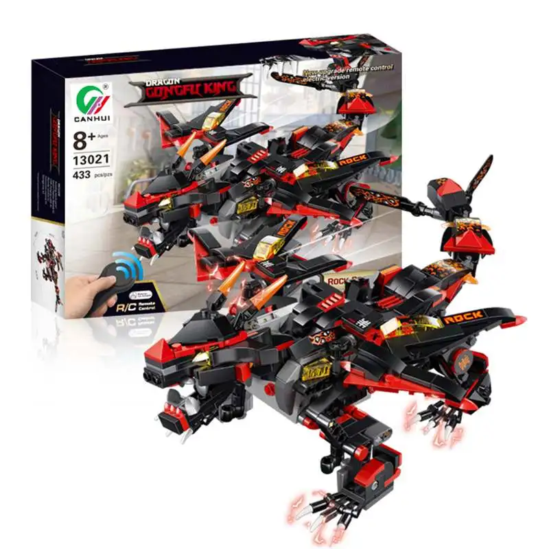 Радиоуправляемые строительные блоки Dinobot Battle Dragon CongFu King DIY 2,4G 4CH с инфракрасным управлением, собранные Детские дистанционные игрушки для животных