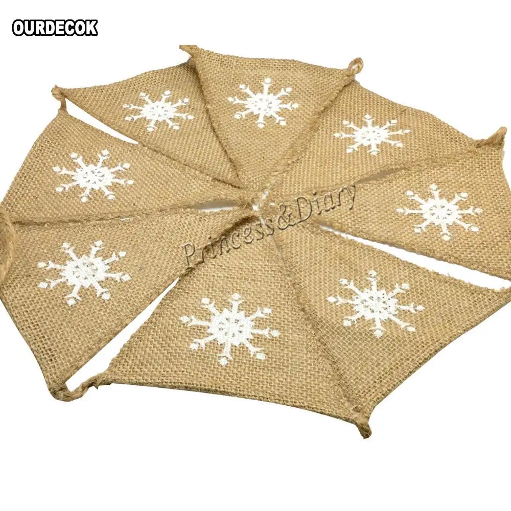 1,6 м DIY свадебный старинный плакат чистый джутовый флаг со снежинками Hessian Рождество украшение дома флажок из мешковины 8 флагов лица