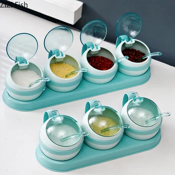 

Spice Jars Plastic Containers Seasoning Bottle Kitchen and Outdoor Camping Condiment Containers with Cover Lid