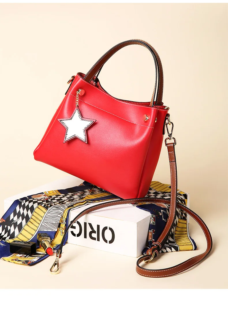 

New Leather Fashion Bucket Bag Shoulder Bag Handbag