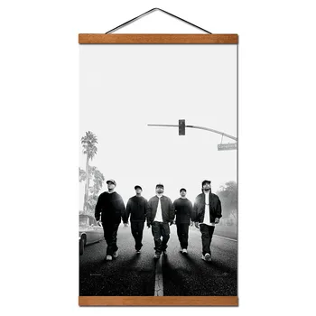 

Straight Outta Compton Wall Art Posters and Prints Hanging Scroll Canvas Painting With Magnetic Solid Wood For Home Decor