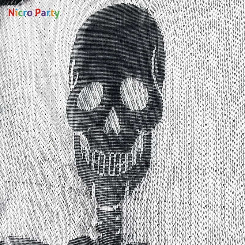 Nicro кружевная оконная занавеска на Хэллоуин, украшение на дверь, окно на Хэллоуин, черная панель для занавесок, 102x205 см, вечерние принадлежности для мероприятий# ot215