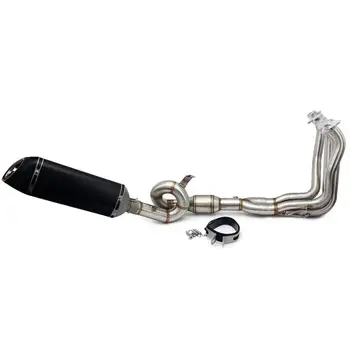 

BIKINGBOY Muffler Exhaust Pipe Header Tube Link + Carbon Fiber End Pipe For Kawasaki Z900 Z 900 2016 2017 2018 2019 16-19