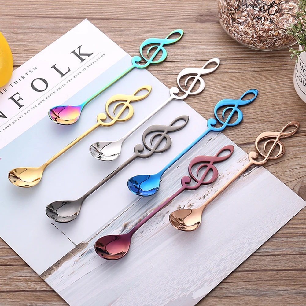 Stainless Steel Musical Notes Ice Cream Coffee Tea Stirring Spoon Tableware