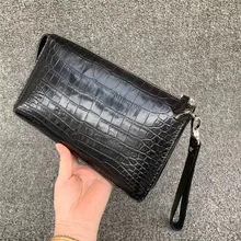 Подлинная настоящая крокодиловая кожа на молнии, мужская сумка на ремешке, натуральная кожа аллигатора, мужской большой клатч, держатель для карт