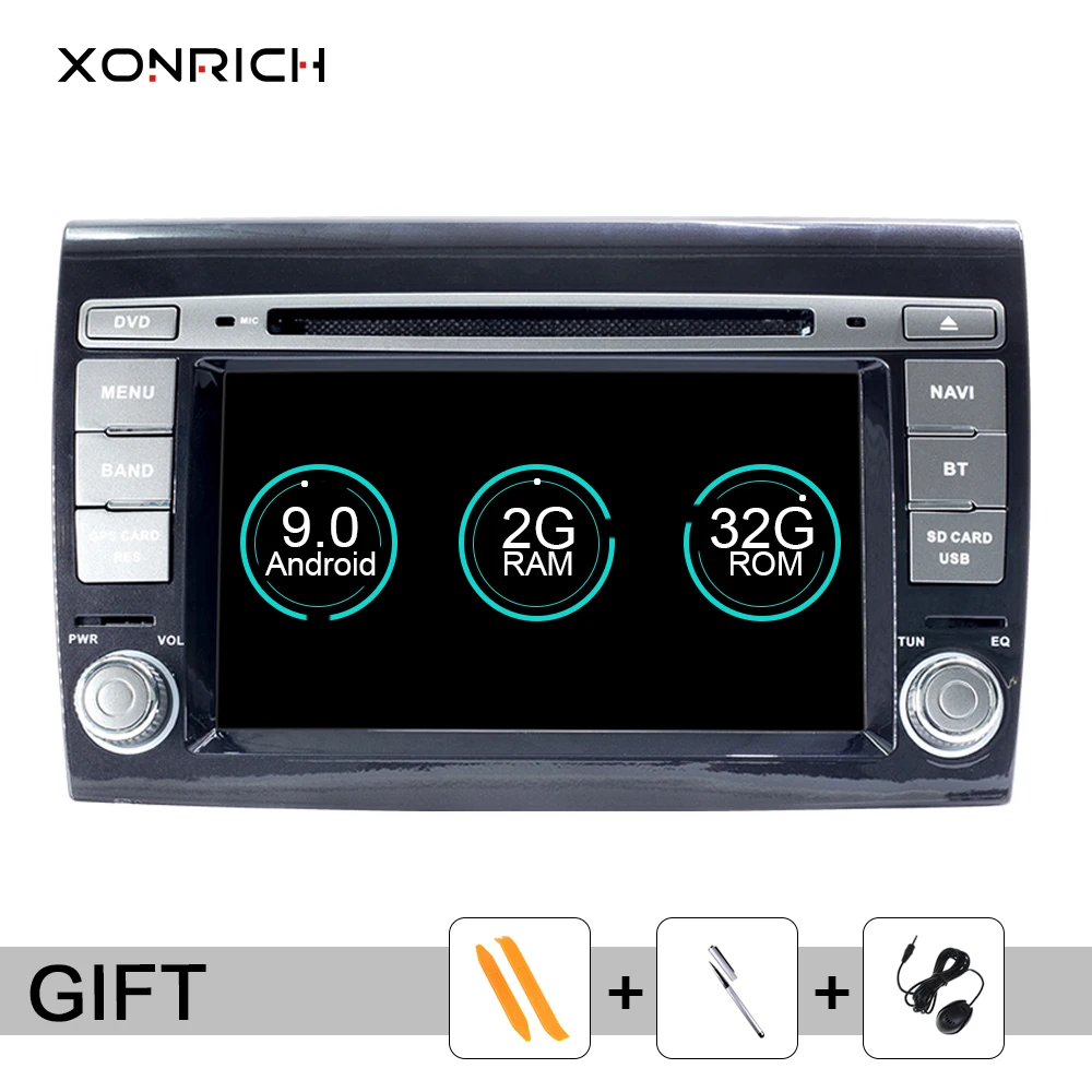 Автомобильный мультимедийный плеер Xonrich 2 Din Android 9 0 для Fiat/Bravo 2007 2008 2009 2010 2011 2012