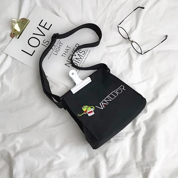 

ABAY Cute Girl Simple Printed Shoulder Bag Cartoon Student Canvas Bag Women's Crossbody Bags Luxury Handbags Women Bags Designer