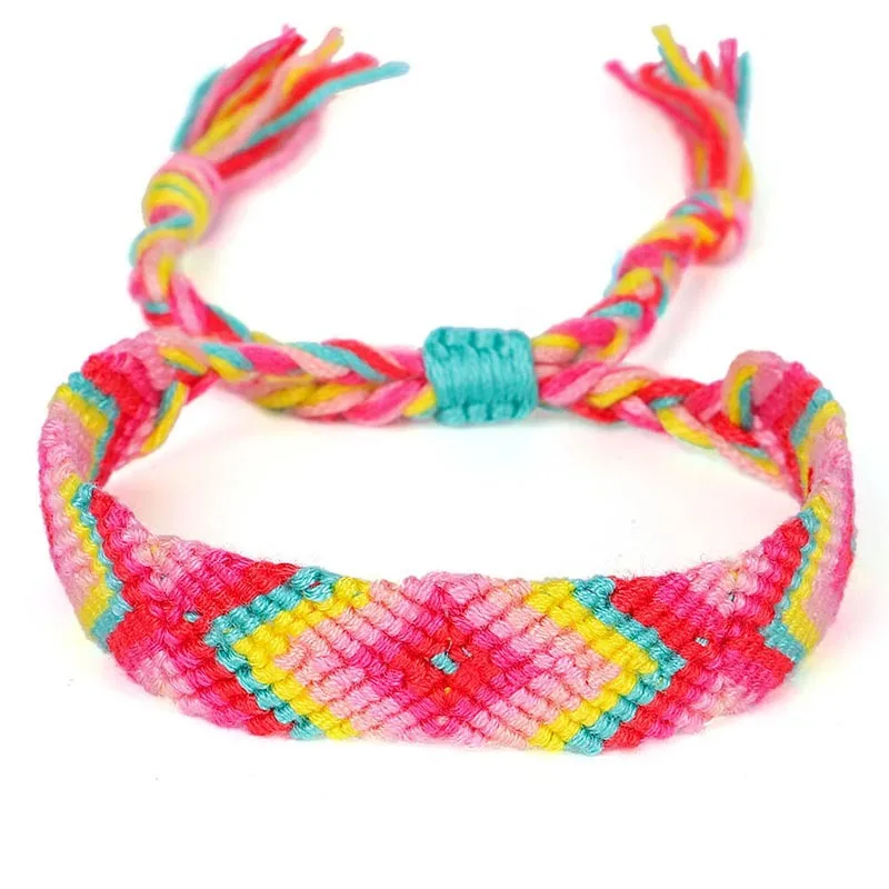 Чистый золотой цвет Boho сглаза многоцветный ручной тканый браслет дружбы для женщин и мужчин с узлом ручной работы Wayuu шикарный пляжный серфинговый ювелирный подарок - Окраска металла: Чистый золотой цвет