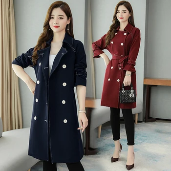

Trendy Thin Women's Windbreaker Long Raincoat Casaco Feminino Fashionable Loose Trench Coat For Women Coat Female Raincoat