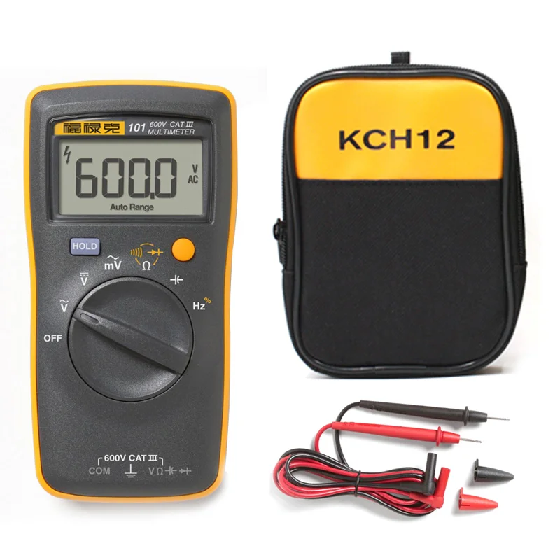 Fluke 101 AC/DC конденсатор тока напряжения Ohmic Автоматический/ручной цифровой мультиметр+ Удобная мягкая сумка