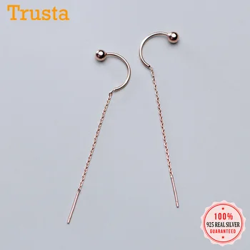 

Trustdavis Genuine 925 Sterling Silver Sweet Semicircle Beads Linked 7cm Ear Line For Women Fashion Silver 925 Jewelry DS2311