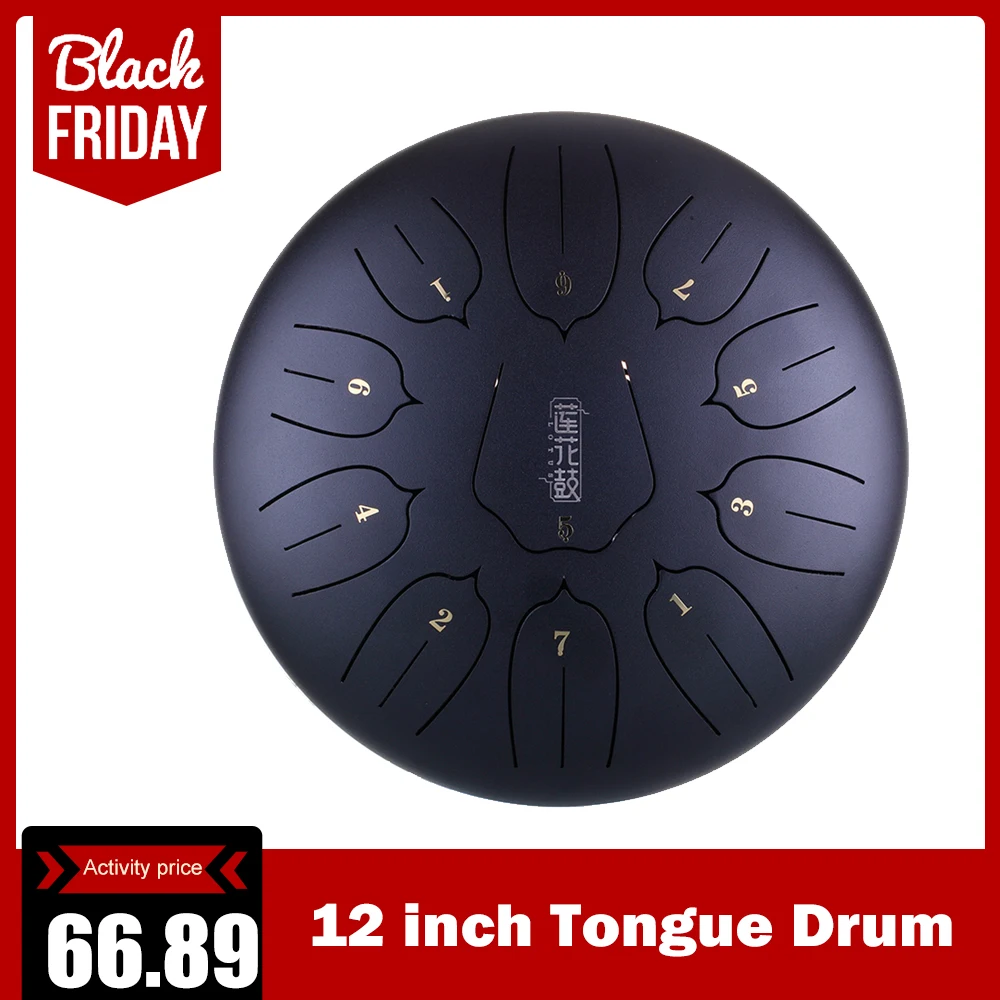 

12 inch Steel Tongue Drum Mini Hand Pan Drums hang drum with Drumsticks Percussion Musical Instruments Purify Your Mind and Soul