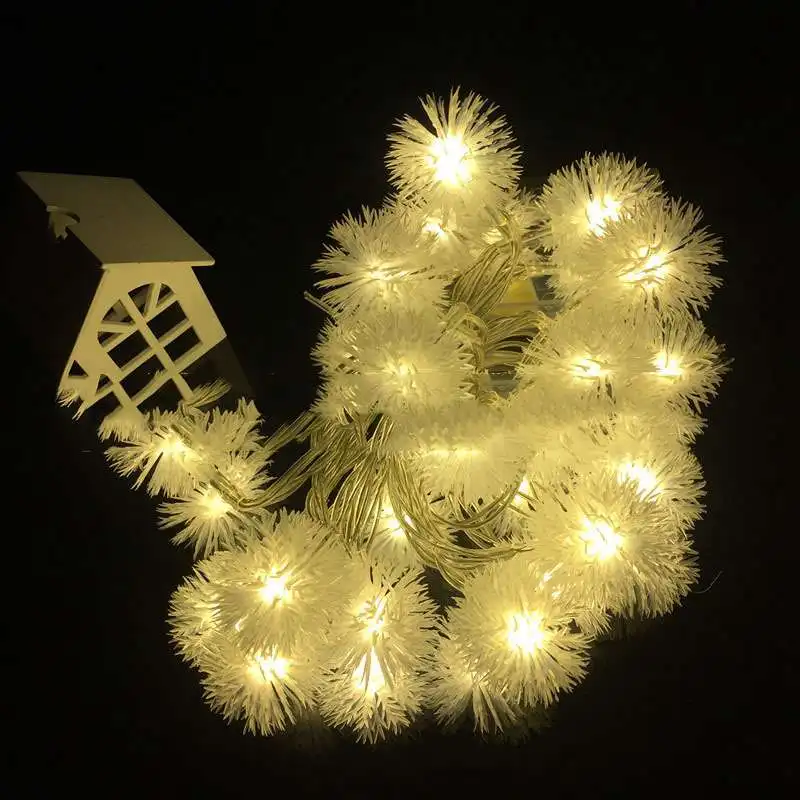 Светодиодная гирлянда 1 м 10 светодиодов 2 м 20 светодиодов 20m160leds меховые шарики лампа для внутреннего наружного сада рождественские праздничные светильники - Испускаемый цвет: Тёплый белый