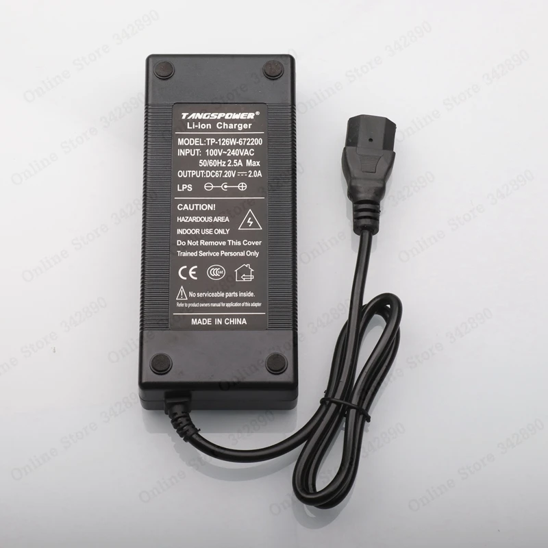 67.2V 2A Lithium Battery Charger For 60V Li-ion battery electric bike Charger with PC connector IEC connector