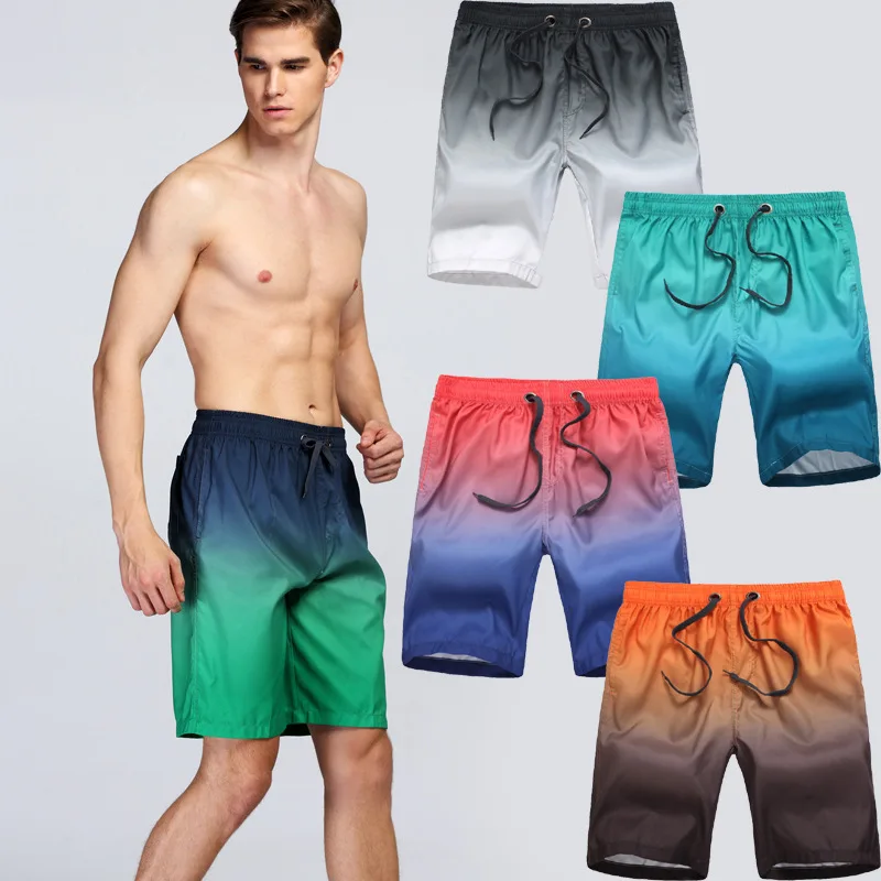 

Summer Quick-Dry Flower Shorts Gradient Color MEN'S Beach Pants Europe And America Large Size Trunks 5 Shorts Swimming Trunks