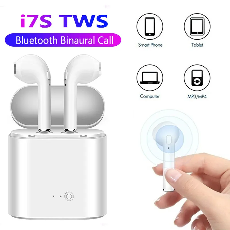 

Bluetooth 5.0 Earphone i7s TWS Stereo Earbud Bluetooth Headset with Charging Pod Wireless Headsets Mic for iPhone Samsung Xiaomi