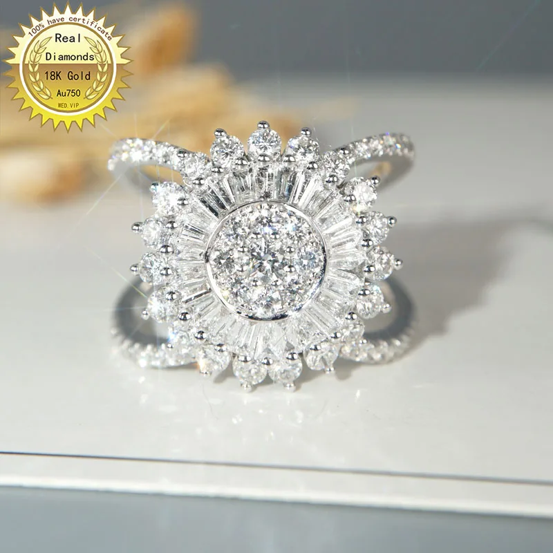 18k Белое Золото 2ct алмазное кольцо обручальное & свадебное натуральное Кольцо C