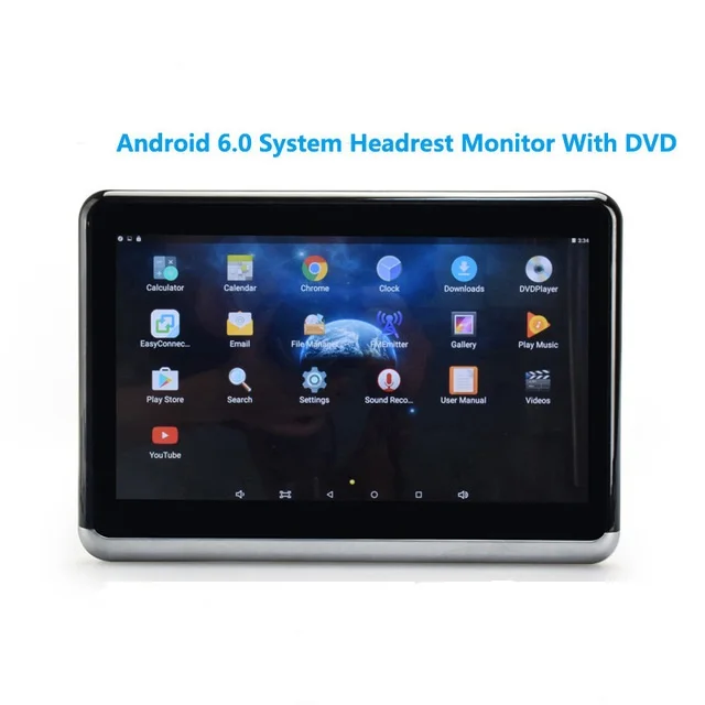 2 шт. Android 6,0 Автомобильный подголовник монитор 1366*768 1080 HD с ips сенсорным экраном WIFI Bluetooth USB SD карта с DVD плеером - Цвет: ONE PC