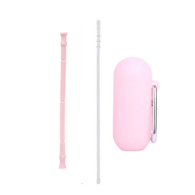 20cm pink Hifuar складные соломинки для питья, Экологичные многоразовые силиконовые соломинки с щеткой для чистки, чехол, портативные вечерние соломинки - Цвет: 20cm pink