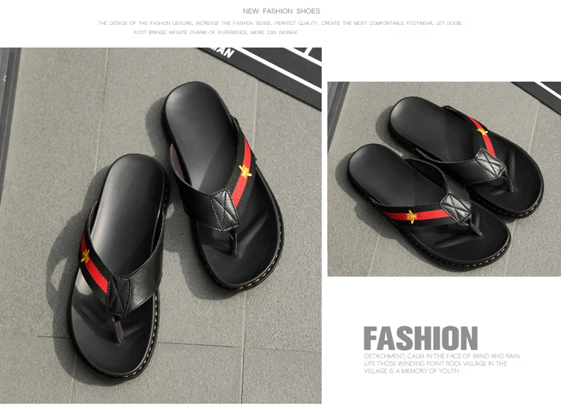 YEINSHAARS High Quality Genuine Leather Brand Slippers Men Summer Beach Sandals Designer Flip Flops Breathable Non-slip Slides