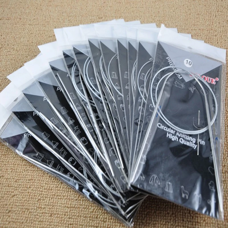 

New 11PCS /Set Round Crochet Needle Stainless Steel Knitting Tube 80CM Knitting Needles Weaving Home Sewing Supplies