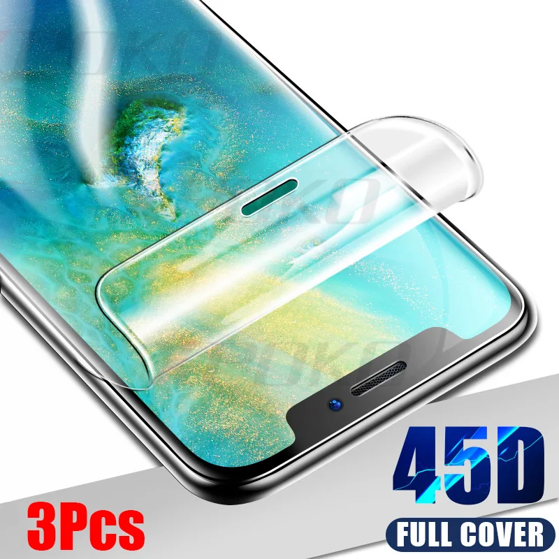 

3Pcs 45D Screen Protector Hydrogel Film For Huawei P30 P20 Mate 20 Lite Pro Protective Film Honor 9 Lite 10 8X Not Glass