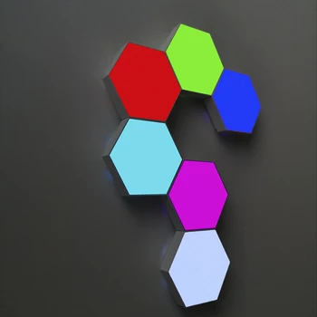 

RGB Warm White,Cold White Multiple Color Touch Sensitive Remote Control Homeycomb DIY Quantum Wall Lamp