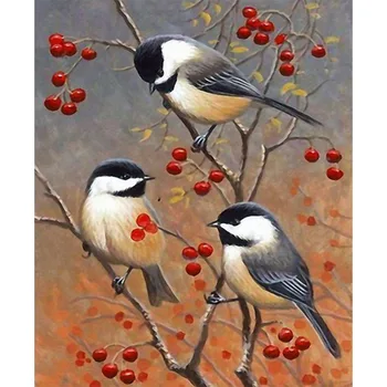 

Triptych By Numbers Undefined Animals 50x40cm Pictures Oil Painting By Numbers Set Gift Birds on Branch Canvas Oil Art Picture