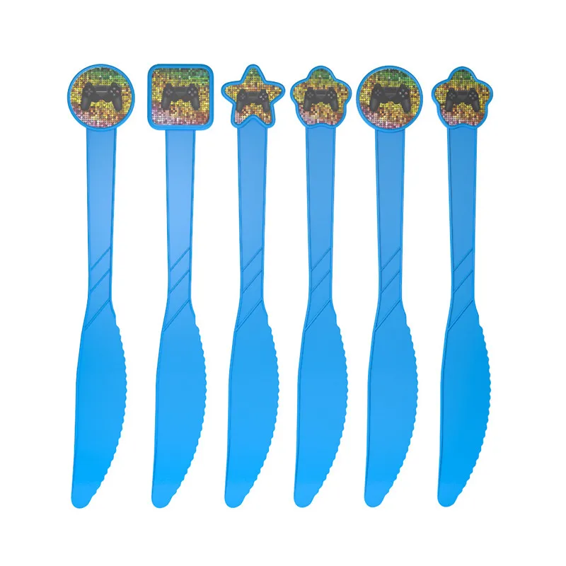 Knife 6pcs Игровые ручки тема одноразовые наборы посуды детский Декор для вечеринки в честь Дня Рождения салфетки тарелки чашки баннеры скатерти вечерние принадлежности - Цвет: Knife 6pcs