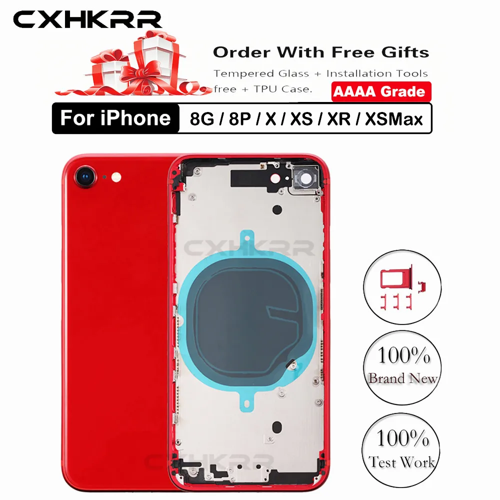 Задний корпус для IPhone 8 8plus X/XS/XR средняя рамка с задней крышкой батарейного отсека