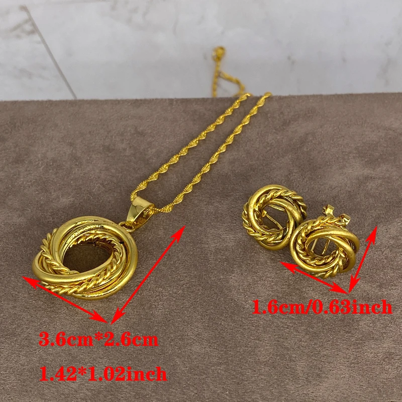 Saudi Arabia Wedding Gold Color Jewelry Sets For Women Dubai Bridal Party  Gifts Rope Pendant Necklace Bracelet Earring Ring Set - Jewelry Sets -  AliExpress