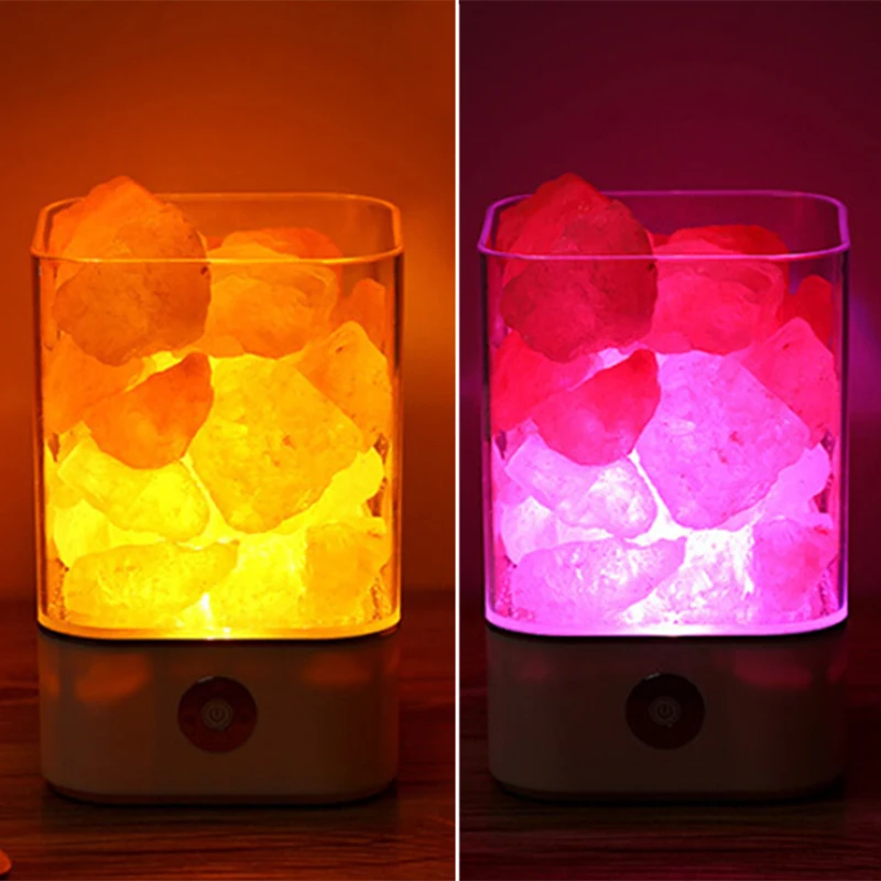 USB Crystal Light natural himalayan salt lamp led Lamp Air Purifier Mood Creator Indoor warm light table lamp bedroom lava lamp