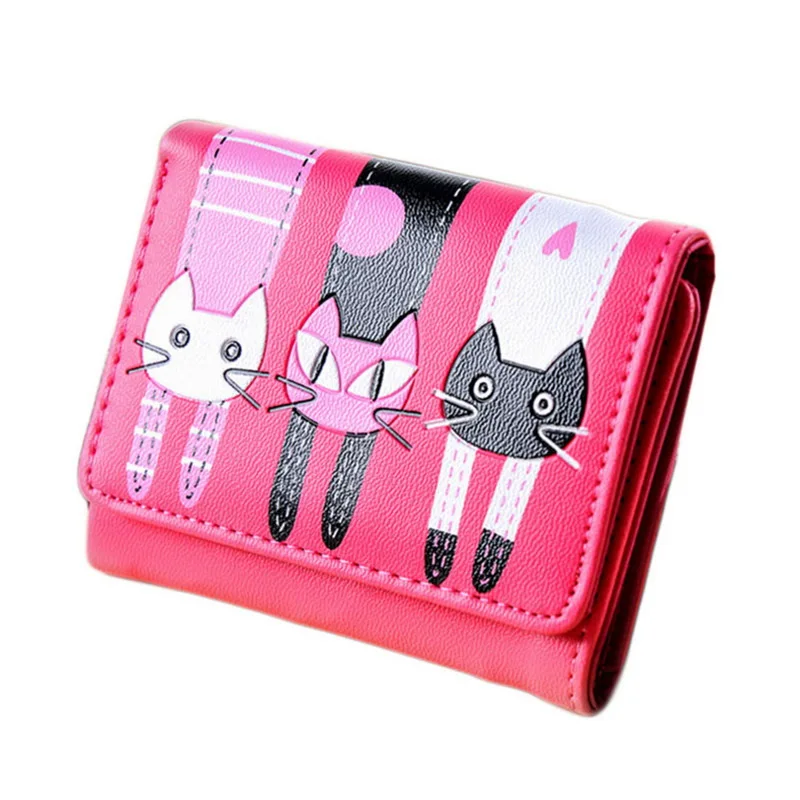 Новинка Walleta женский Дамский кошелек с кошкой для девушек короткий кошелек с держателем для карт принт с милой кошкой