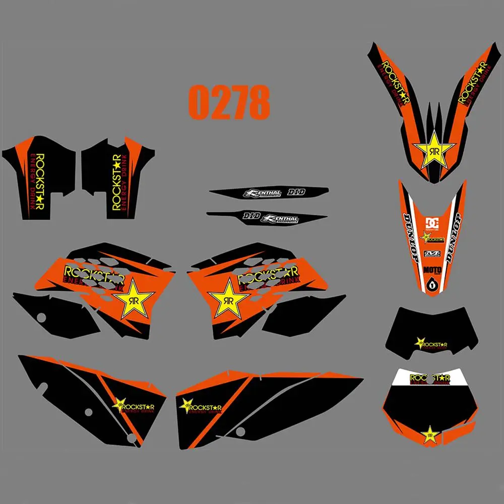 

New Full Graphics Decals Stickers Custom Number Name Glossy Bright Stickers For KTM EXC XCF 125 250 450 530 2008 2009 2010 2011