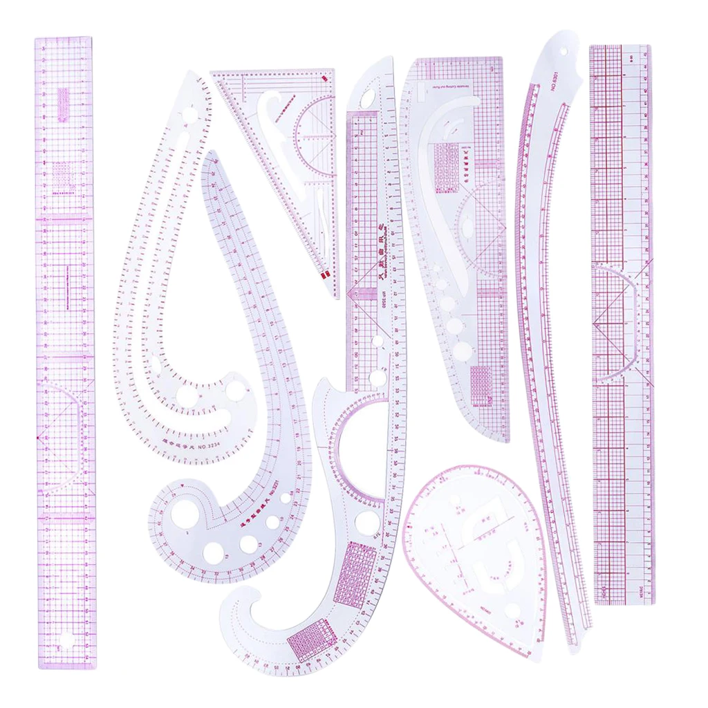 9pcs French Curve Straight Ruler Set For Tailor Dressmaking Clothing Design
