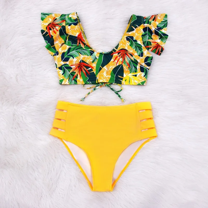 High Waist Bikini Set Swimwear Women Swimsuit Sexy Push Up Biquini Ruffle Bikinis Floral Printed Feminino 2020 Bathing Suit High Waist Bikini Set Swimwear Women Swimsuit Sexy Push Up Biquini Ruffle Bikinis Floral Printed Feminino 2020 Bathing Suit