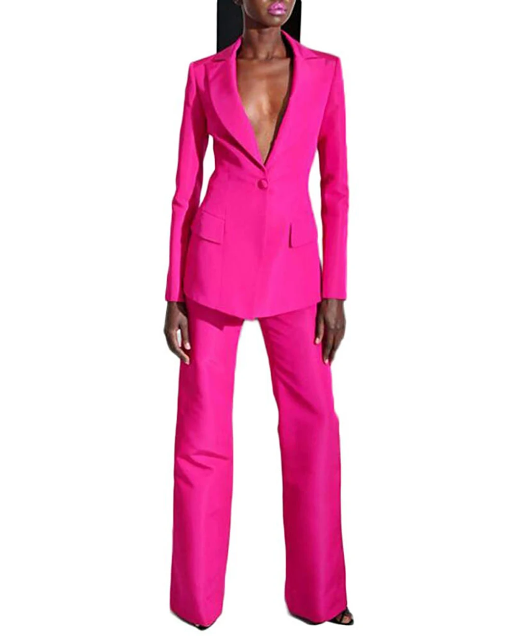 Womens Suit 2 Piece Fashion Winter Shawl Lapel Autumn Casual Tuxedos Suit for Women (Jacket+Pants)