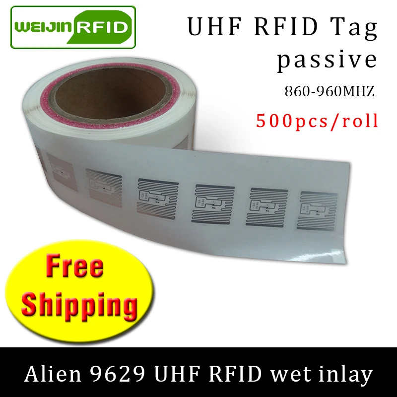 RFID метка UHF наклейка Alien 9629 EPC 6C влажная инкрустация 915mhz868mhz860 960MHZ Higgs3 500 шт