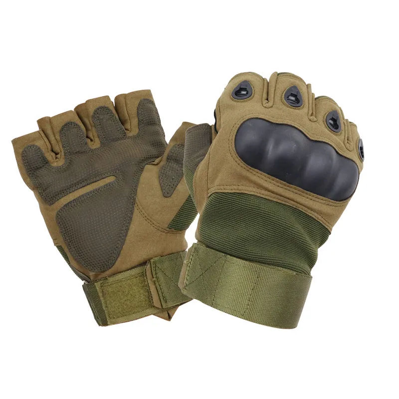 Men's Tactical Gloves Military Army Fingerless Gloves Outdoor Sports Anti-Slip Shooting Paintball Airsoft Bicycle Gloves - Цвет: Army Green