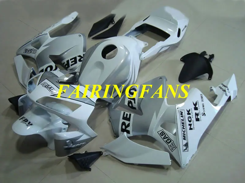 Обтекатель комплект для HONDA CBR600RR F5 03 04 CBR 600 RR CBR 600 RR CBR 600 2003 2004 ABS белого и серебристого цвета Обтекатели на кузов+ подарки HC07